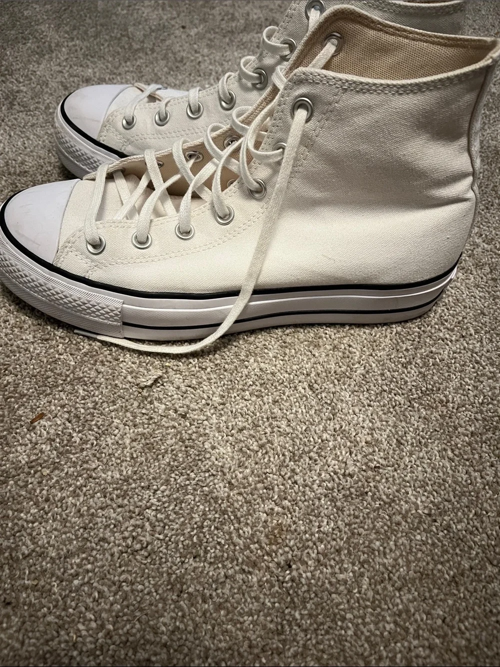 Classic High-Top Canvas Sneakers in Off-White